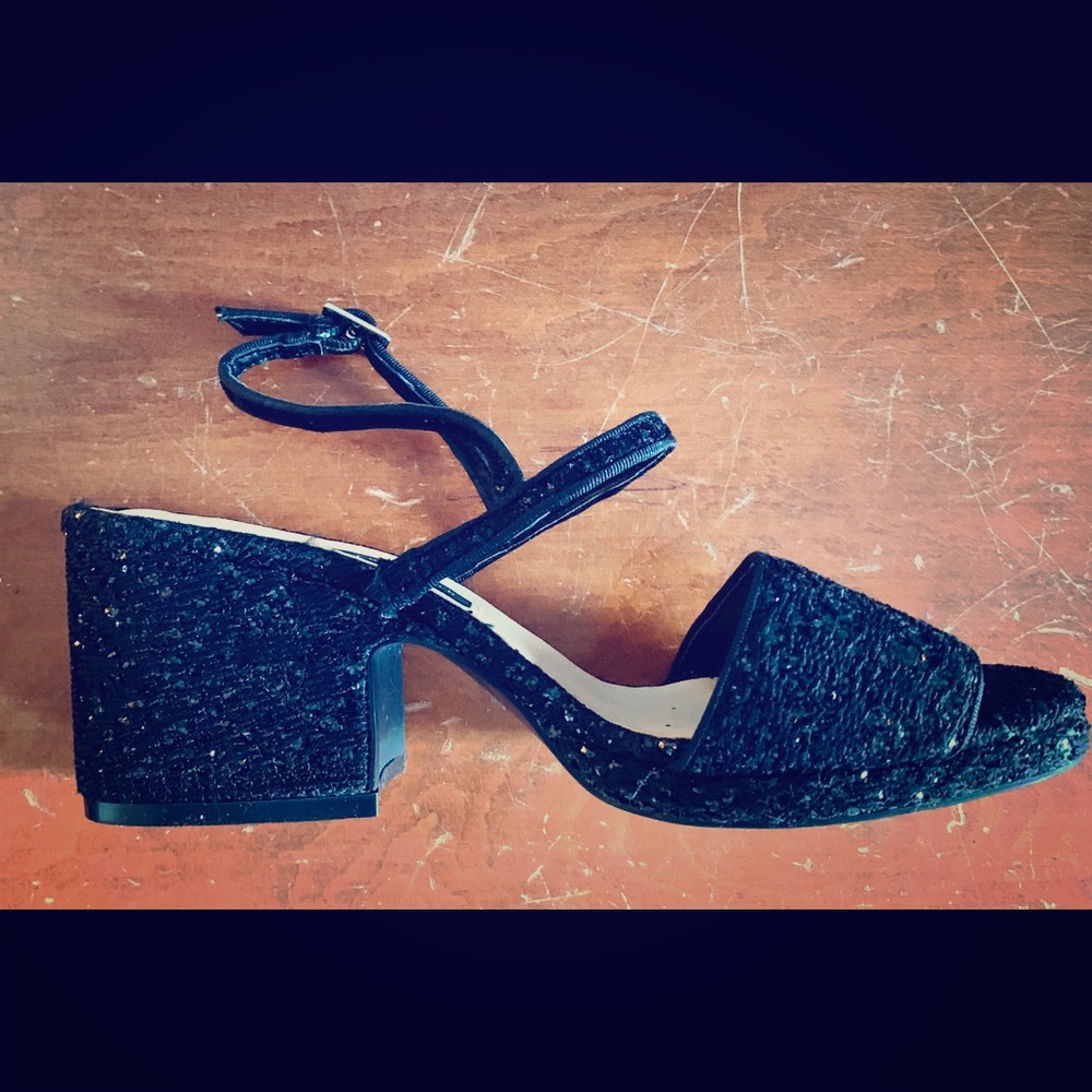Zara - Fabric Mid heel sandals Black